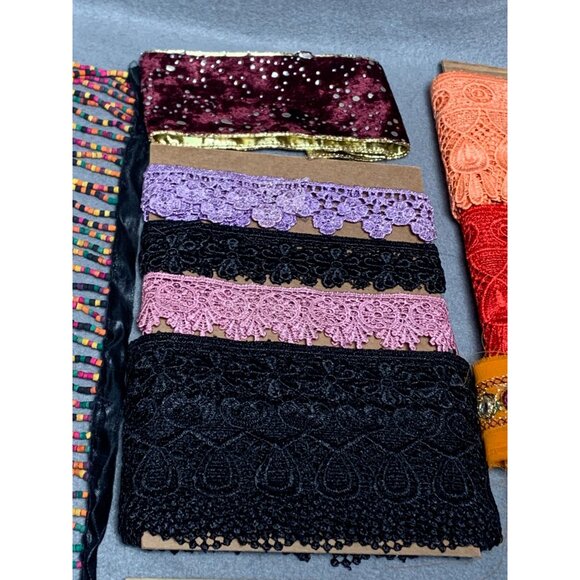 24 yds 15" Assorted Lace & Trim Fabric Bundle - Various Colors & Patterns - Picture 6 of 16